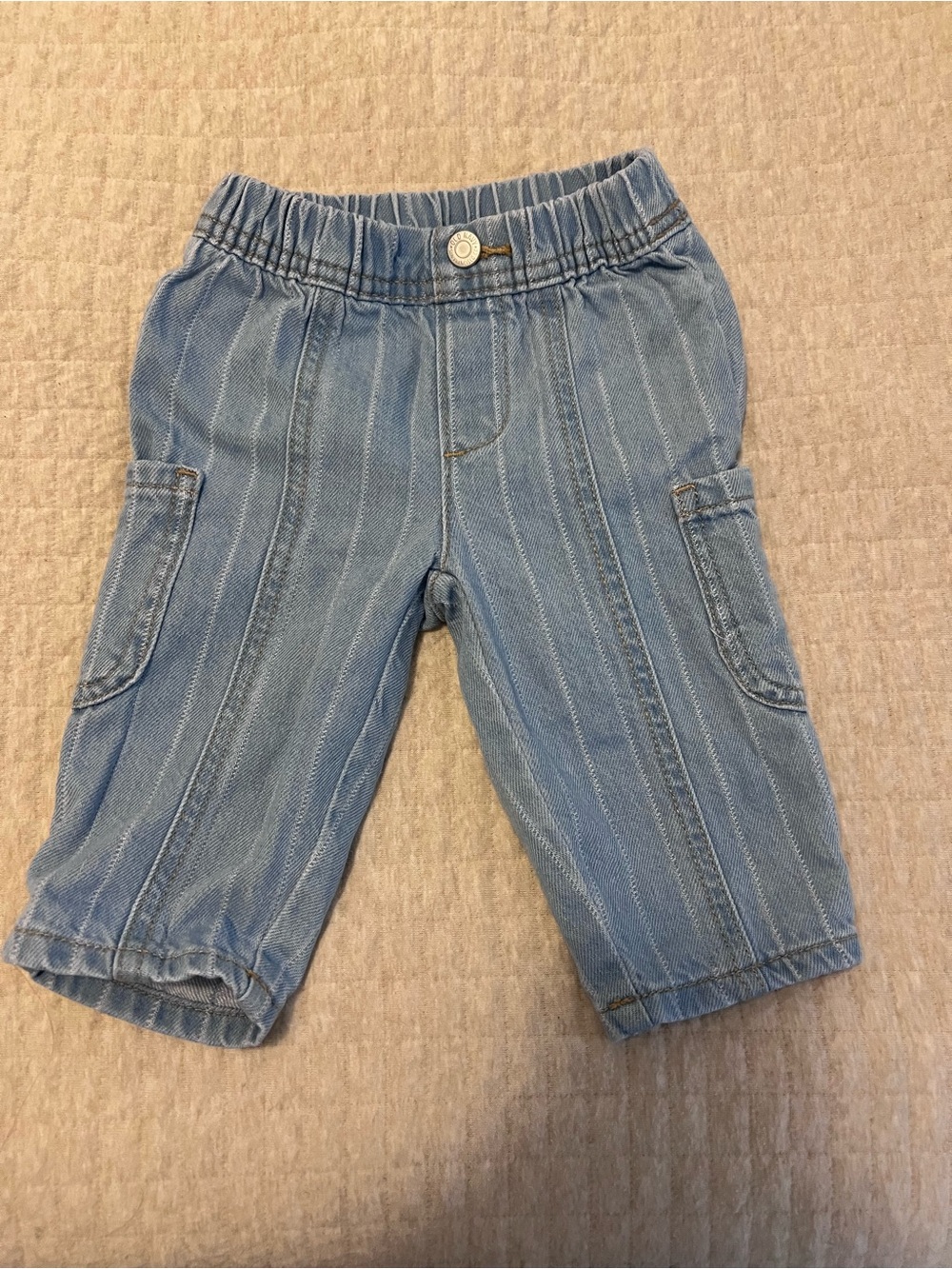 Old Navy Light Blue Striped Pull-On baby barrel Jeans